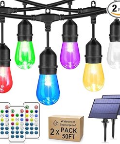 100FT RGB Solar Outdoor String Lights with Remote Waterproof 30 LED