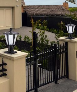 Solar Column Headlights Dimmable LED Lights for Gardens 2 Pack