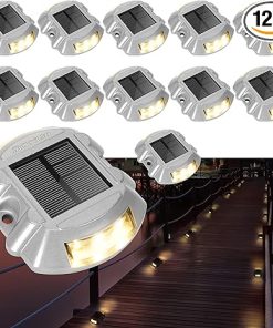 Jackyled Solar Dock Lights 12 Pack IP68 Waterproof LED Deck Lighting