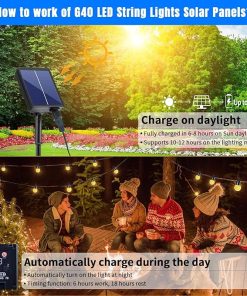 50Ft Solar String Lights Outdoor Waterproof with Remote Shatterproof Bulbs 2