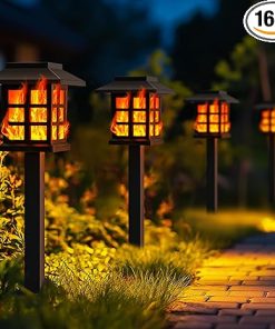 16 Pack Solar Torch Lights Outdoor Waterproof Garden Decor