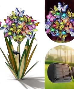 Solar Metal Agave Butterfly Stick Garden Sculpture 3 PCS Set 2