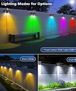 Brizled 12 Pack Solar Fence Lights with 11 Color Modes Outdoor Use 2