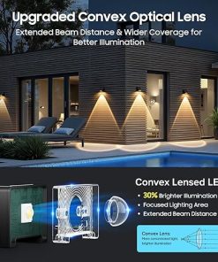 Solar Fence Lights Outdoor 12 Pack Brighter Waterproof Auto ON/OFF 2