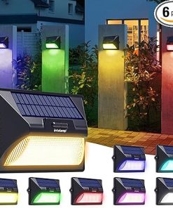 Solar Fence Lights Outdoor 6 Pack RGB Color Changing Waterproof LED