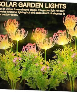Solar Flower Lights 4 Pack Outdoor Garden Decor Easy Install Yard Lighting 2