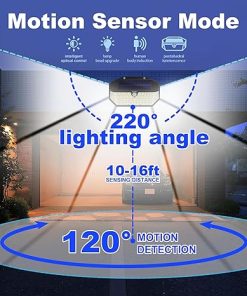 Solar Outdoor Motion Sensor Lights, 266 LEDs, 220° Wide Angle, 4 Pack 2