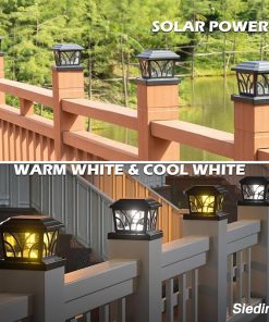 Solar Post Cap Lights Outdoor Aluminum 4 Pack for Vinyl Wood Fences 2