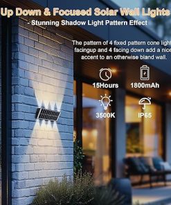 Solar Fence Lights with Warm Light 2 Modes Waterproof Outdoor 8 Pack 2