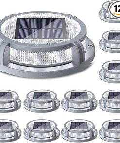 Solar Deck Lights 12 Pack Waterproof 16 LEDs for Pathway Garden