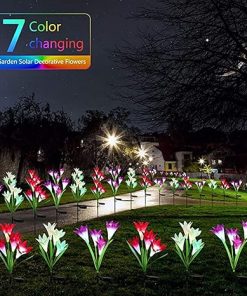 Solar Flower Lights – 2 Lily Garden Stakes for Outdoor Decor 2