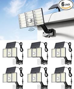 Jackyled 108 LED Motion Sensor Solar Flood Lights with Remote 6 Pack
