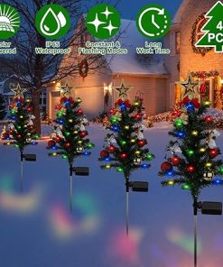 Solar Christmas Tree Lights Outdoor 20 LED RGB Waterproof Set of 4 2