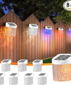 Solar Outdoor Fence Lights IP65 Waterproof 4 Color Modes 8 Pack