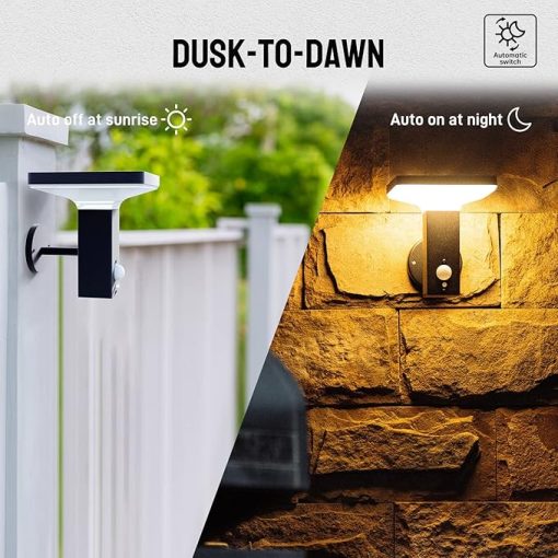 Yoolax Motion Activated Solar Porch Light Outdoor Wall Sconce 1 Pack - Image 2