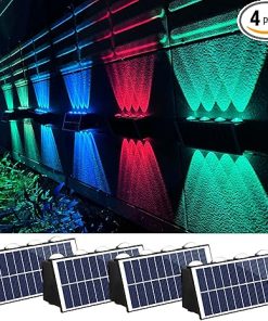 4PCS RGB Solar Up Down Lights Waterproof for Yard Garage Decoration
