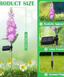 12 Solar Delphinium Flower Lights Waterproof for Outdoor Garden Decor 2