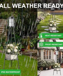 Outdoor Solar Lights with Planter Stands for Deck Patio Garden 2