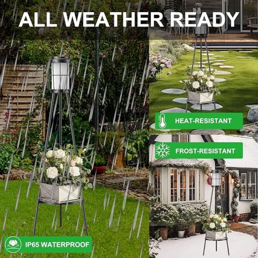 Outdoor Solar Lights with Planter Stands for Deck Patio Garden - Image 2