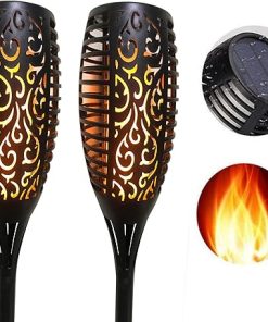 Waterproof Solar Torch Lights with Flickering Flames for Garden Patio