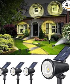 Solar Powered Waterproof Spotlights Ultra Bright 4 Pack for Outdoor Use
