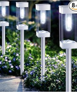 8 Pack Solar Pathway Lights Waterproof LED Garden Lights for Outdoors