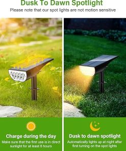 Solar Spot Lights Outdoor Waterproof 6 Pack with 3 Brightness Modes 2