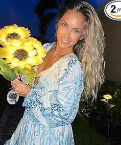 Solar LED Outdoor Sunflower Garden Lights 2Pk Waterproof Energy Efficient
