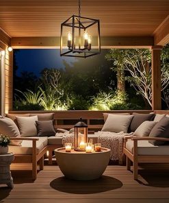 Solar Outdoor Chandelier 14 Inch Waterproof Dimmable Pendant Light 2
