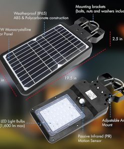 Wagan EL8586 Solar Street Lamp 1600 Lumen Motion Sensor Outdoor Light 2