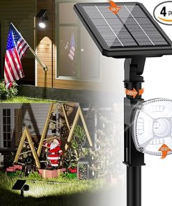 Outdoor Solar Spotlights IP67 Waterproof LED Floodlight, 4 Pack