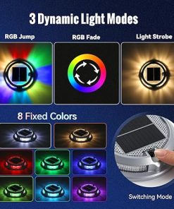 12 Pack Solar Driveway Lights Waterproof RGB Colors for Outdoor Use 2