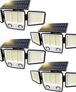 Solar Motion Sensor Outdoor Lights 3000LM Waterproof LED Flood Light