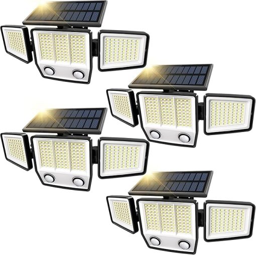 Solar Motion Sensor Outdoor Lights 3000LM Waterproof LED Flood Light