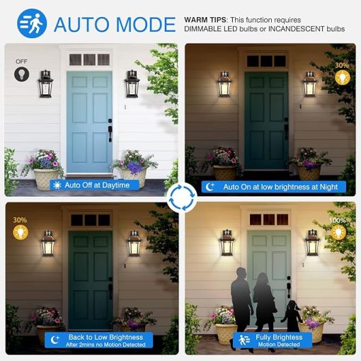 VIANIS Motion Sensor Outdoor Wall Lights with Clear Glass Shade - Image 2
