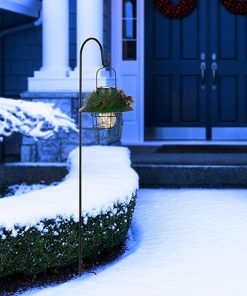 Alpine Corporation Metal Lantern with Shepherd’s Hook and Solar Warm White LED Lights, Green 2