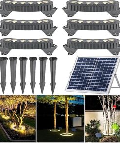 LED Solar Ground Lights Pack of 6 for Outdoor Yard Uplighting