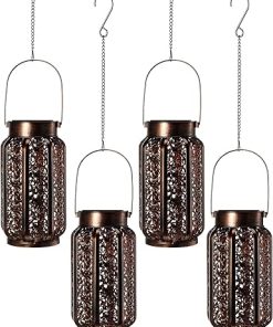Christmas Solar Lanterns 4 Pack Large Waterproof for Outdoor Decor 2