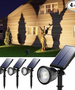 4 Pack Solar Powered LED Spotlights for Outdoor Landscape Lighting