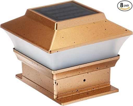 Copper Solar LED Post Cap Lights for Outdoor Garden 8 Pack