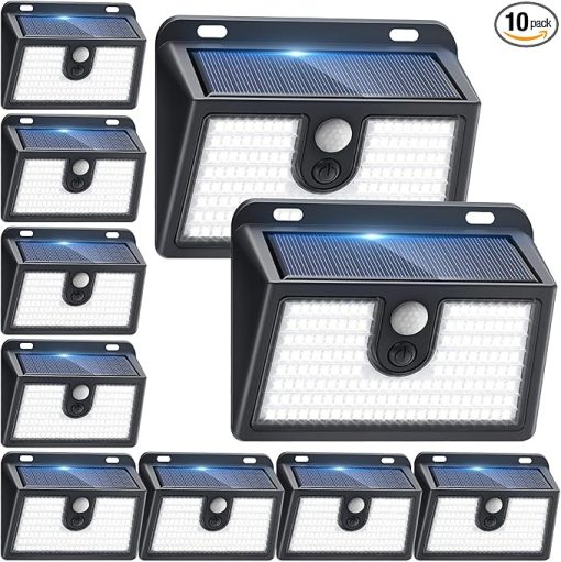 10 Packs Solar Motion Sensor Lights Super Bright Waterproof Outdoor