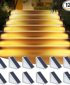 Waterproof LED Solar Step Lights for Yard, Patio, and Pathways 12 Pack