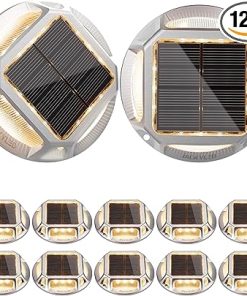 12-Pack Solar Dock Lights Bright LED Outdoor Waterproof Driveway