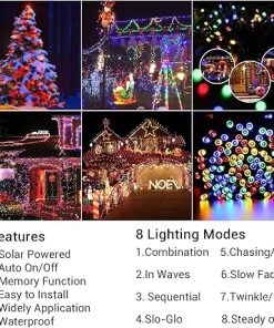 Flacchi Solar String Lights 2 Pack with 6.9FT Cone Tree Lights 2