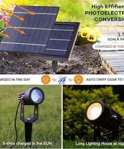 Solar-Powered Cast Aluminum LED Spotlight for Outdoor Garden Use 2