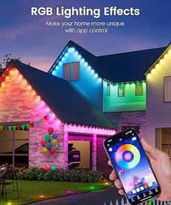 32.8ft Solar Powered RGB Outdoor Lights with APP Control for Holidays 2