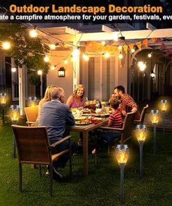 Mini Solar Torch Lights Flickering Flame Waterproof LED Set of 16 2