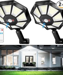 Outdoor Solar Flood Lights with Motion Sensor 6500K 2-Pack