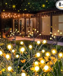 Solar Garden Lights 8 Pack 64LED Waterproof Outdoor Firefly Lights