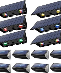 Solar Powered 6 Pack Fence Lights and 8 Pack Waterproof Stair Lights